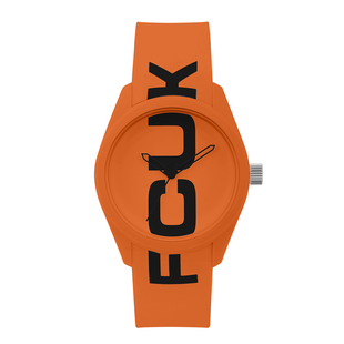 French Connection Analog Orange Dial Watch with Orange Silicone Strap