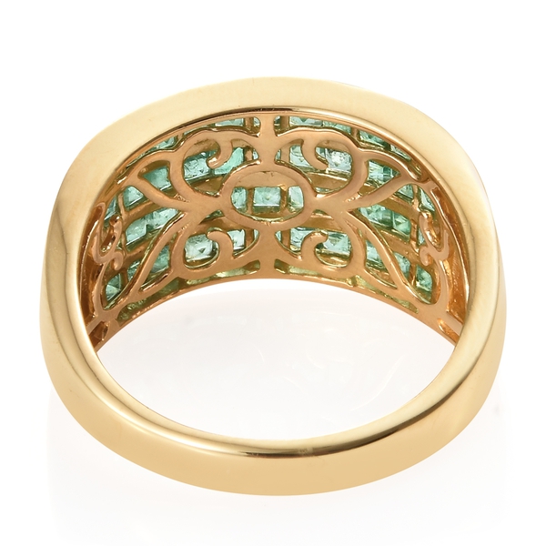 Kagem Zambian Emerald (Princess) Ring in 14K Gold Overlay Sterling Silver 2.250 Ct. Silver wt 6.00 Gms.