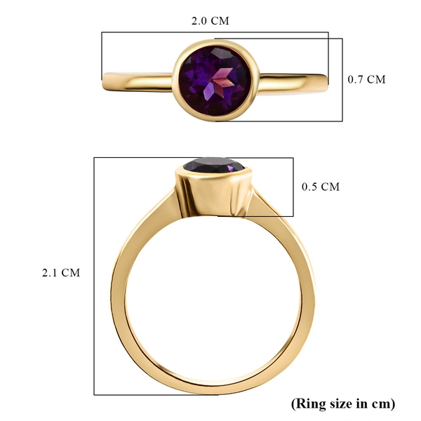 Amethyst Solitaire Ring in 18K Vermeil Yellow Gold Plated Sterling Silver