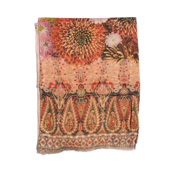Digital Print Paisley and Floral Pattern Multi Colour Scarf (Size 180x70 Cm)