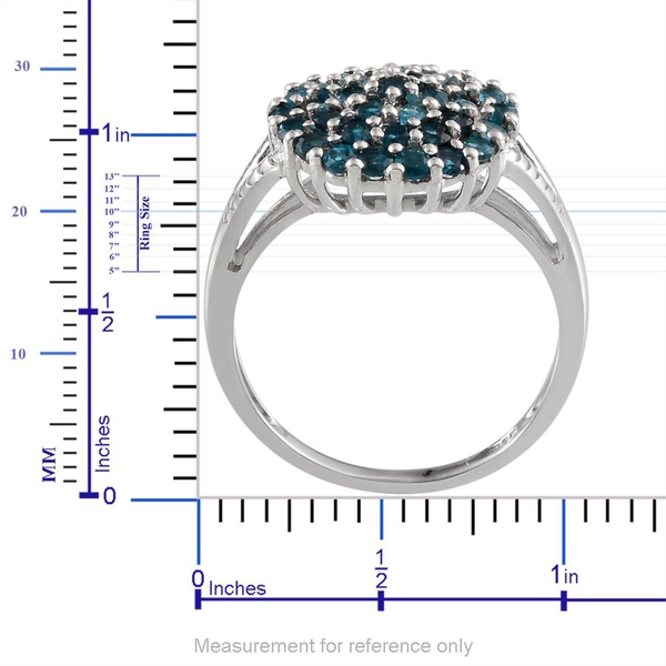 Malgache Neon Apatite (Rnd) Cluster Ring in Platinum Overlay Sterling Silver 1.500 Ct.