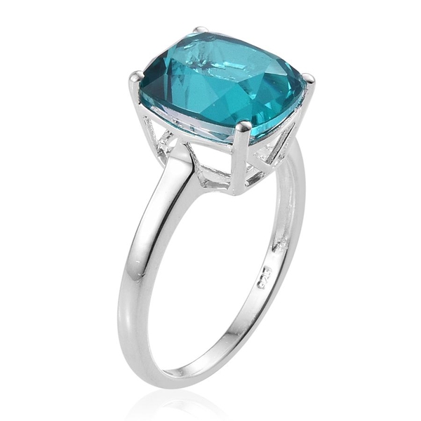 Capri Blue Quartz (Cush) Solitaire Ring in Sterling Silver 5.750 Ct.