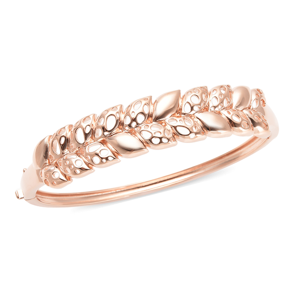 RACHEL GALLEY Leaf Collection- Rose Gold Overlay Sterling Silver Leafy Vine Bangle (Size 7.5) Silver Wt. 24.72 Gms