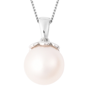 Galatea Pearl - Edison Momento Talking Pearl Pendant With Chain (Size 18) in Rhodium Overlay Sterlin