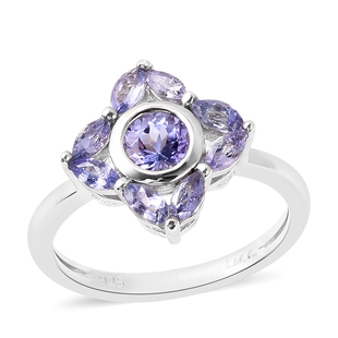 Isabella Liu Floral Collection - Tanzanite Floral Ring in Rhodium Overlay Sterling Silver