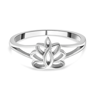 Platinum Overlay Sterling Silver Lotus Design Ring