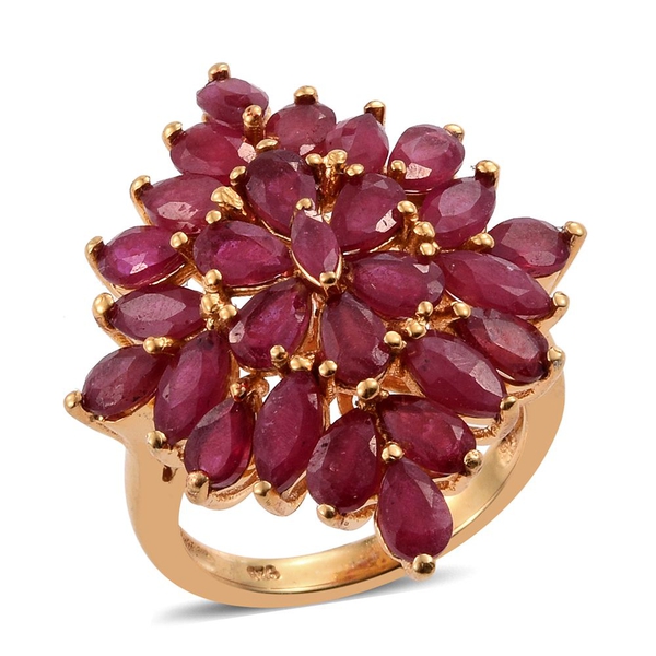 African Ruby (Mrq) Cluster Ring in 14K Gold Overlay Sterling Silver 8.750 Ct.