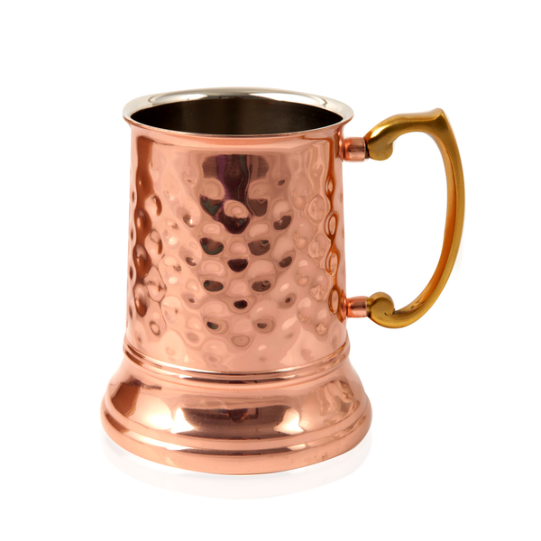 (Option 1) Home Decor Hammered Tankard Mug in Rose Gold Tone