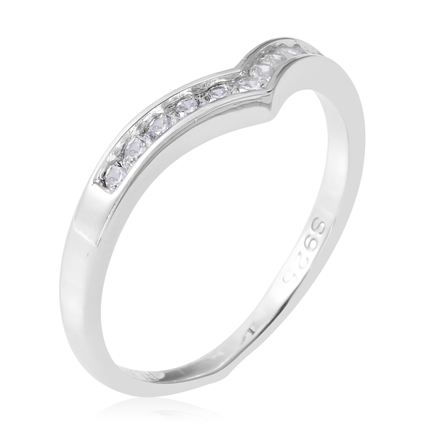 ELANZA Simulated Diamond (Rnd) Wishbone Ring in Rhodium Overlay Sterling Silver