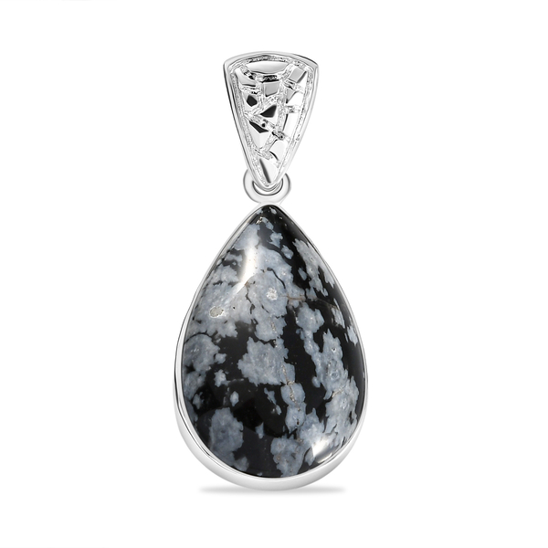 Snowflake Obsidian Pendant in Sterling Silver 11.86 Ct.