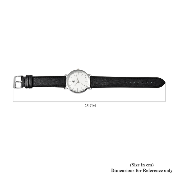 Personalised Engravable STRADA Japanese Movement Watch with Silver Tone and Black Strap