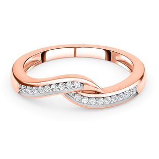 Diamond Ring in 18K Vermeil Rose Gold Plated Sterling Silver
