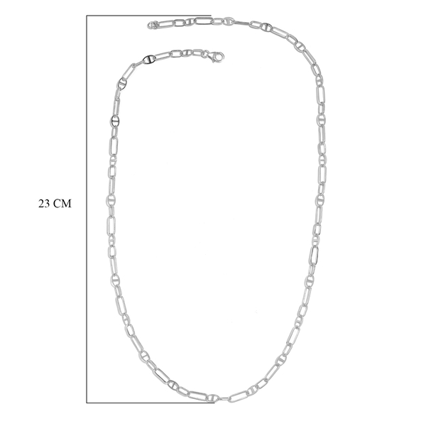 Italian Made- Platinum Overlay Sterling Silver Paperclip Necklace (Size - 24) With Lobster Clasp