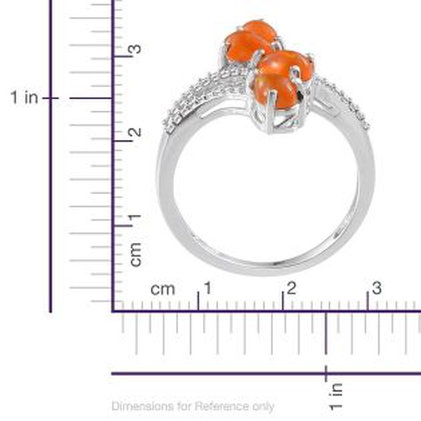 Orange Ethiopian Opal (Pear) Crossover Ring in Platinum Overlay Sterling Silver 1.250 Ct.