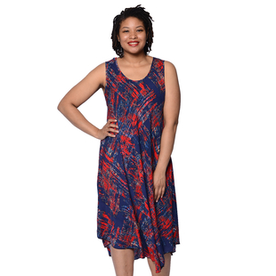 JOVIE Navy and Red Printed Sleeveless Dress (Size up to 20)