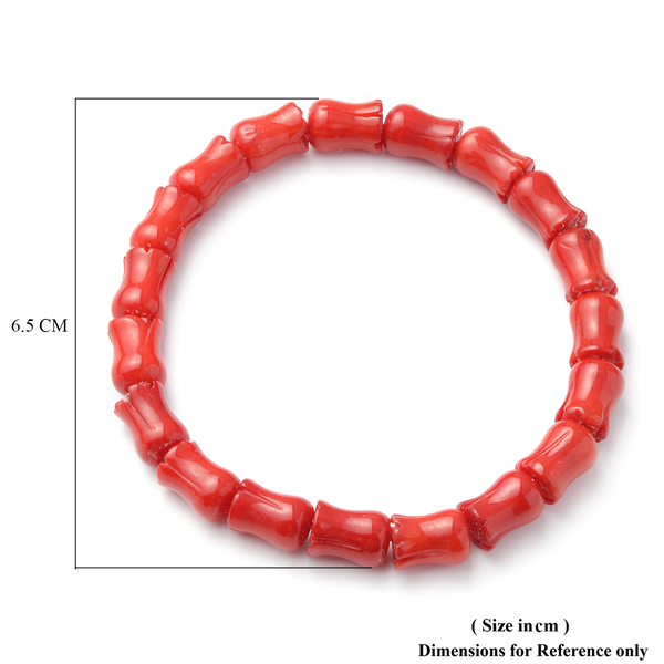 Dyed Red Bamboo Coral Stretchable Bracelet (Size - 6.5)