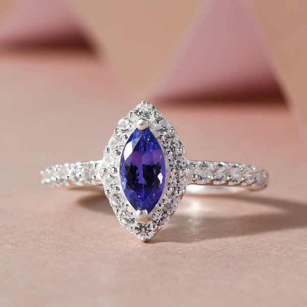 Tanzanite and Natural Cambodian Zircon Ring in Sterling Silver.