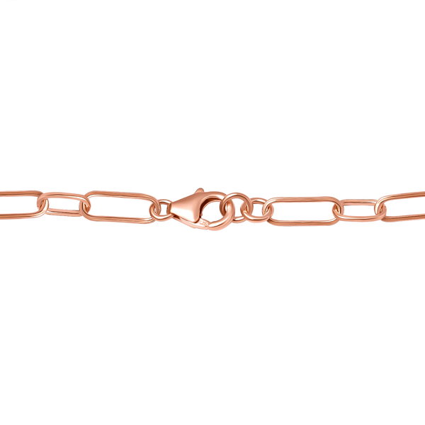 Rose Gold Overlay Sterling Silver Paperclip Necklace (Size - 24) With Lobster Clasp, Silver Wt. 8.40 Gms
