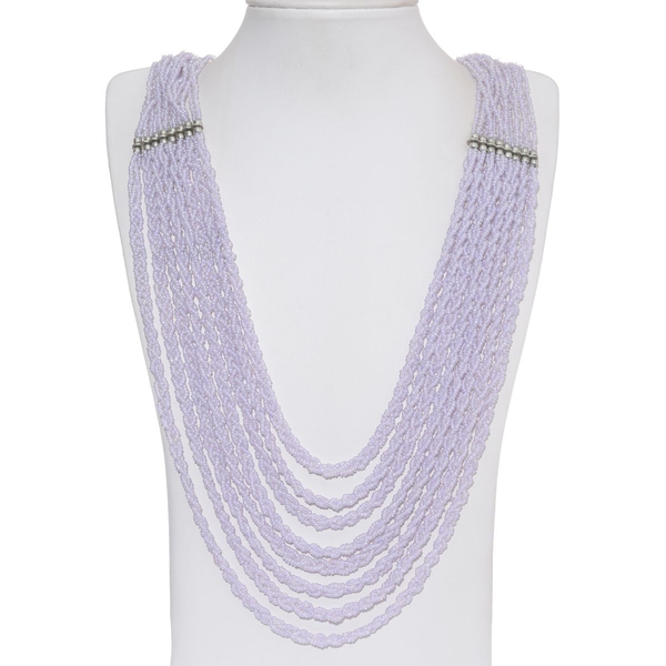 Purple Colour Seed Beaded 8 Strand Necklace with Lobster Lock (Size 30 with Extender)
