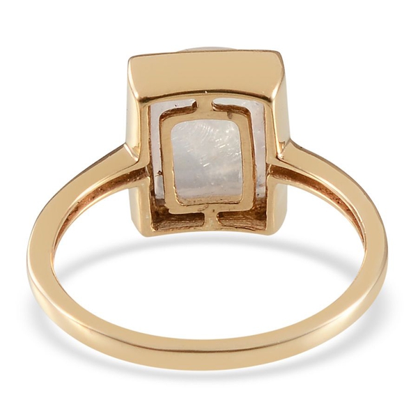 Rainbow Moonstone (Bgt 4.00 Ct) Solitaire Ring in 14K Gold Overlay Sterling Silver 4.000 Ct.