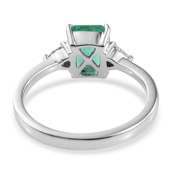 ILIANA 18K W Gold 1.25 Carat Boyaca Colombian Emerald Octagon, Diamond SI G-H Ring.