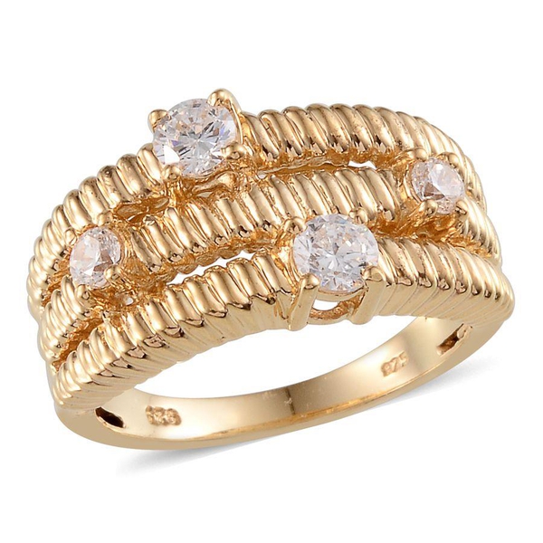 Simulated Diamond (Rnd) Ring in 14K Gold Overlay Sterling Silver