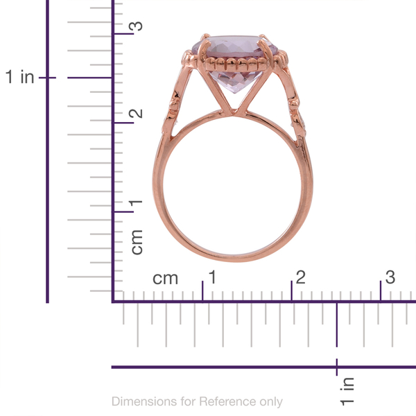 Rose De France Amethyst (Rnd 5.75 Ct), White Zircon Ring in Rose Gold Overlay Sterling Silver 6.000 Ct.