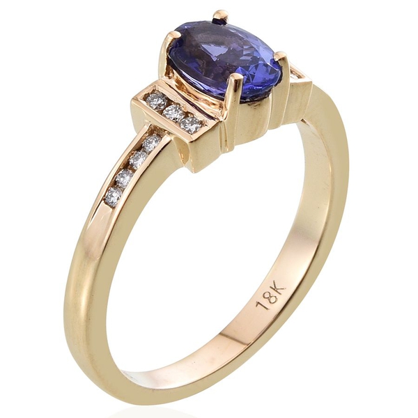ILIANA 18K Y Gold AAA Tanzanite (Ovl 1.00 Ct), Diamond Ring 1.150 Ct.