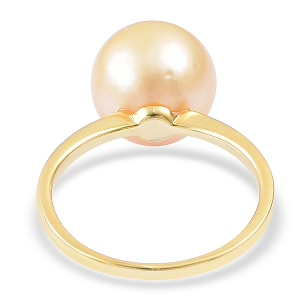 South Sea Golden Pearl (Rnd 11-12 mm) Ring in Yellow Gold Overlay Sterling Silver