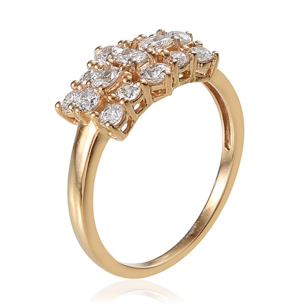 Lustro Stella - 14K Gold Overlay Sterling Silver (Bgt) Ring Made with Finest CZ 1.060 Ct.
