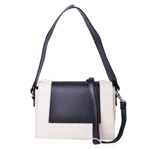 Hampton Black and White Colour Crossbody Bag with Adjustable and Removable Shoulder Strap (Size 24X1