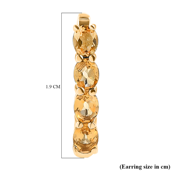Citrine Hoop Earrings in 14K Gold Overlay Sterling Silver 1.36 Ct.