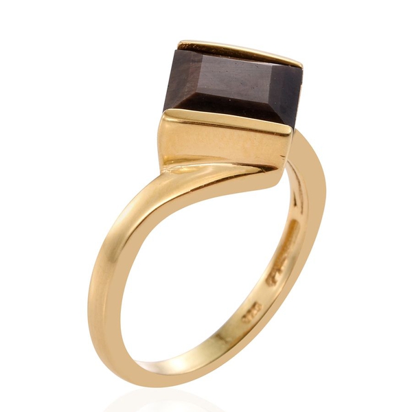 Natural Zawadi Golden Sheen Sapphire (Sqr) Solitaire Ring in 14K Gold Overlay Sterling Silver 4.750 Ct.