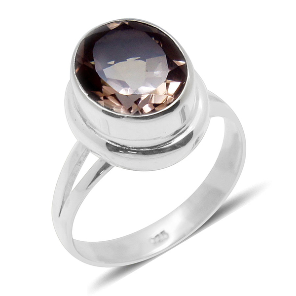 Royal Bali Collection Morganite Colour Quartz (Ovl) Solitaire Ring in Sterling Silver 4.880 Ct.