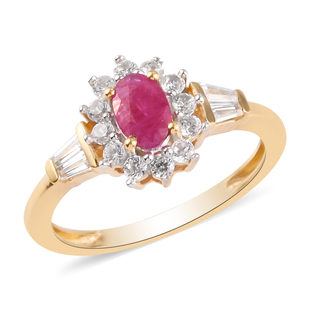 Ruby and Natural Cambodian Zircon Ring in Yellow Gold Vermeil Overlay Sterling Silver 1.08 Ct.