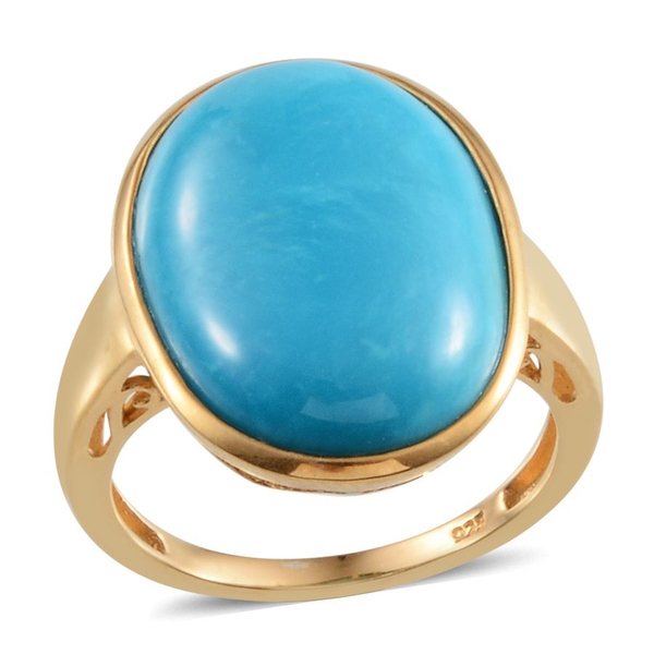 Arizona Sleeping Beauty Turquoise (Ovl) Solitaire Ring in 14K Gold Overlay Sterling Silver 12.000 Ct