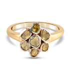 Polki Yellow Diamond Floral Ring (Size T) in Yellow Gold Overlay Sterling Silver 0.50 Ct.