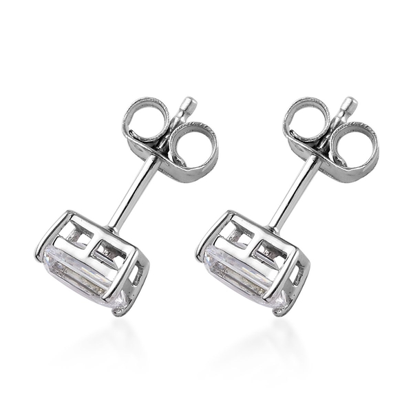 J Francis - 9K White Gold (Rnd) Stud Earrings (with Push Back) Made with Finest CZ