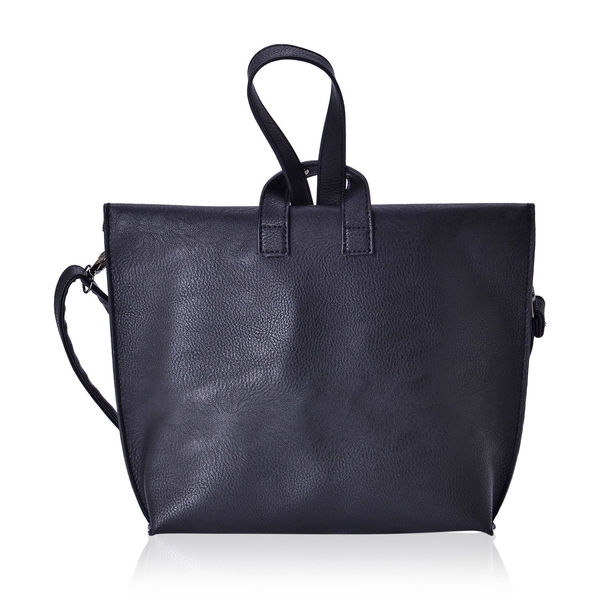 Classic Black Colour Handbag with Adjustable and Removable Shoulder Strap (Size 24x19.5x6 Cm)