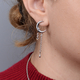 LucyQ Crescent Collection - Rhodium Overlay Sterling Silver Crescent Moon Drop Earrings ( with Push Back )