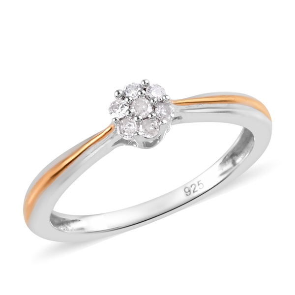 Desginer Inspired Diamond (Rnd) Ring in Platinum and Yellow Gold Sterling Silver 0.10 Ct.