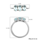 Aquamarine Trilogy Ring in Platinum Overlay Sterling Silver 1.22 Ct.