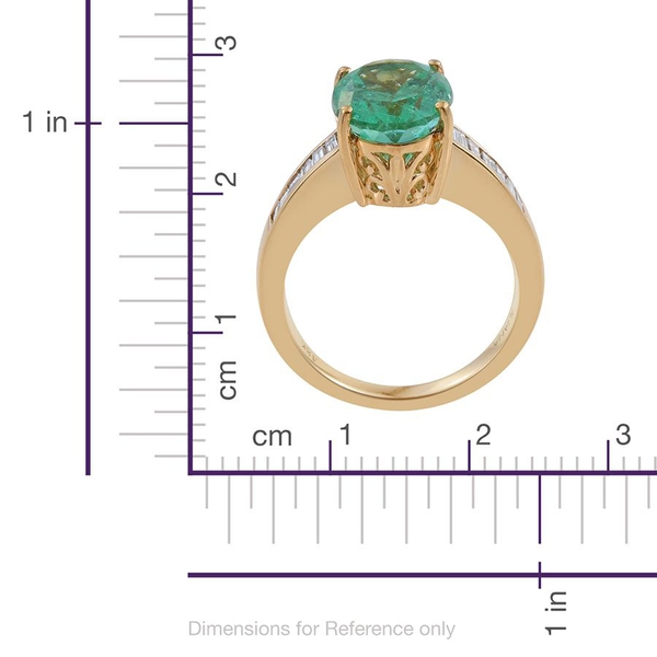 ILIANA 18K Y Gold AAAA Boyaca Colombian Emerald (Ovl 4.25 Ct), Diamond (SI/G-H) Ring 4.750 Ct.Gold Wt 6.50 Gms