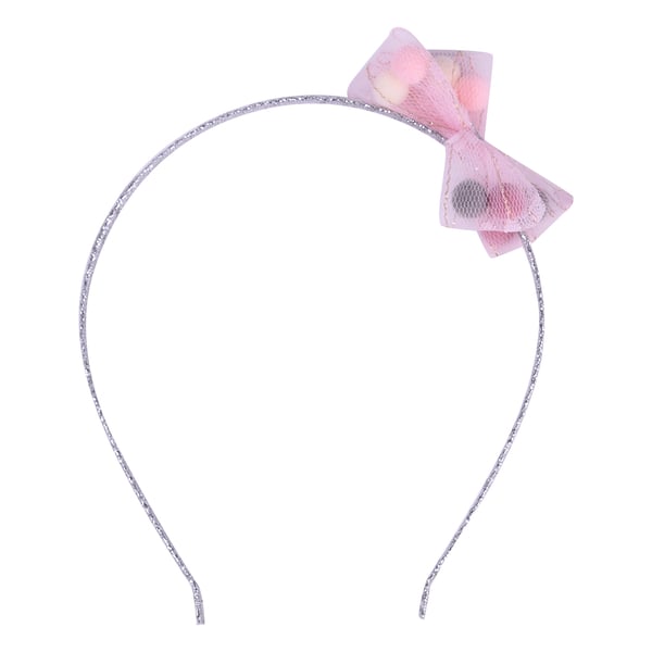 Silver Colour Hair Band with Light Pink Bow (Size 40x7x7 Cm)
