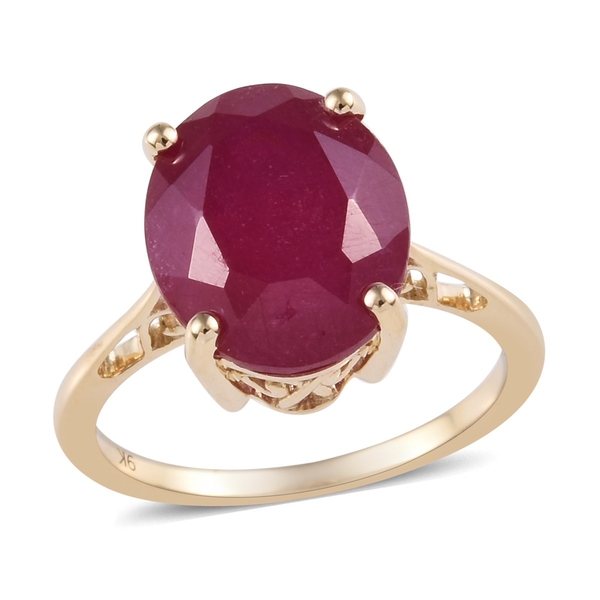 9K Yellow Gold AA African Ruby Ring  7.290 Ct,