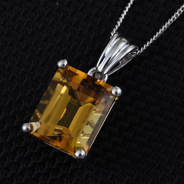 Marialite (Oct) Solitaire Pendant With Chain in Platinum Overlay Sterling Silver 4.000 Ct.