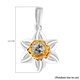 Aquamarine Floral Pendant in Platinum and Gold Overlay Sterling Silver