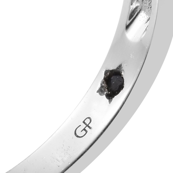 GP Diamond Dream (Rnd), Kanchanaburi Blue Sapphire Ring in Platinum Overlay Sterling Silver 0.220 Ct.