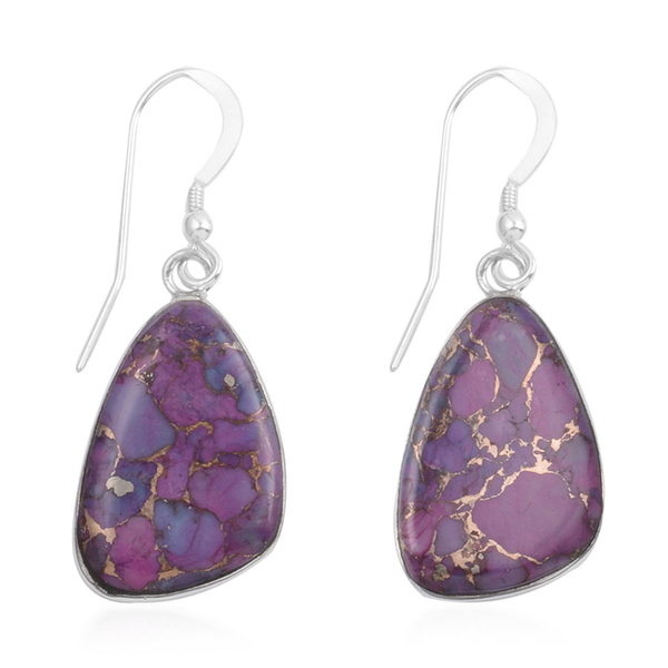 Santa Fe Collection - Purple Mojave Turquoise Dangling Earrings ( With Hook) in Sterling Silver 15.0