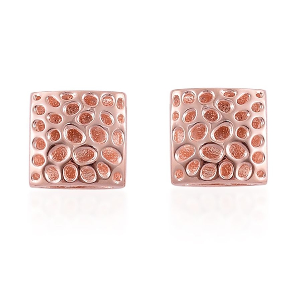 RACHEL GALLEY Rose Gold Overlay Sterling Silver Memento Diamond Square Cufflinks, Silver wt 7.86 Gms